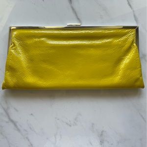 Hobo patent leather clutch, EUC, snap closure, chartreuse